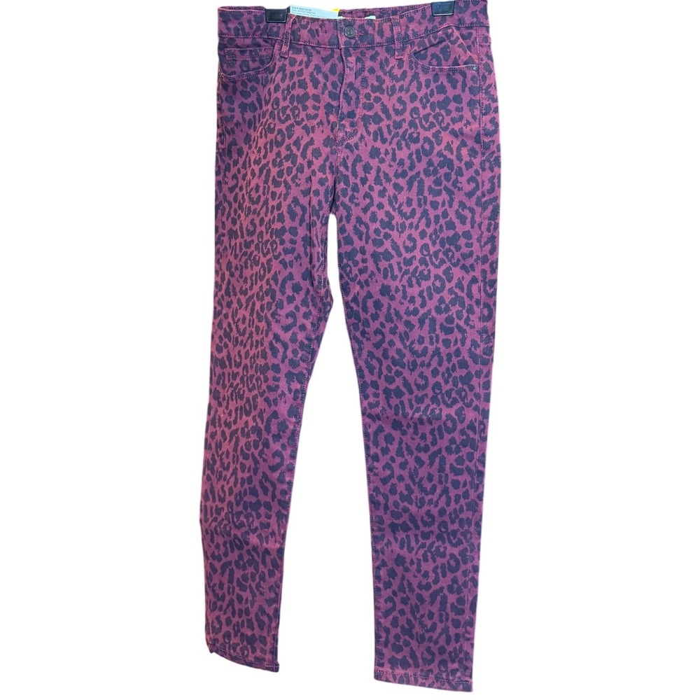 Social Standard by Sanctuary Cheetah Ankle Skinny Jeans Burgundy Black Size 8